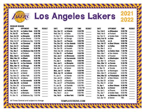 lakers 2021 to 2022 schedule